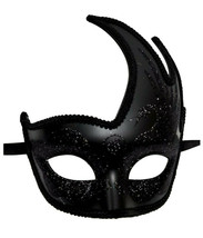 Black Ebony Masquerade Swan Flame Mask Mardi Gras Ball Dance Prom - £15.91 GBP