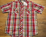 Red Plaid Button Up Short Sleeve Sz XL NWT Vintage PJ Mark Shirt Mens Y2K - £15.82 GBP