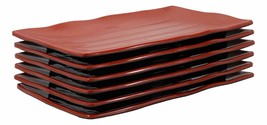 Large Red Black Melamine Serving Platter Plate or Dish For Sushi Kebab Set of 6 - £43.36 GBP