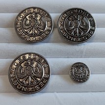 Hessian Military Jacket Buttons 4 Silver Spes Nostra Es Devs God Is Our ... - £10.29 GBP