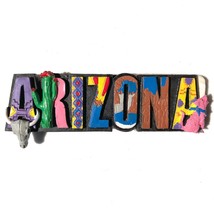 Arizona State Souvenir Fridge Magnet Travel Script Cactus Coyote Skull AS IS - $7.99