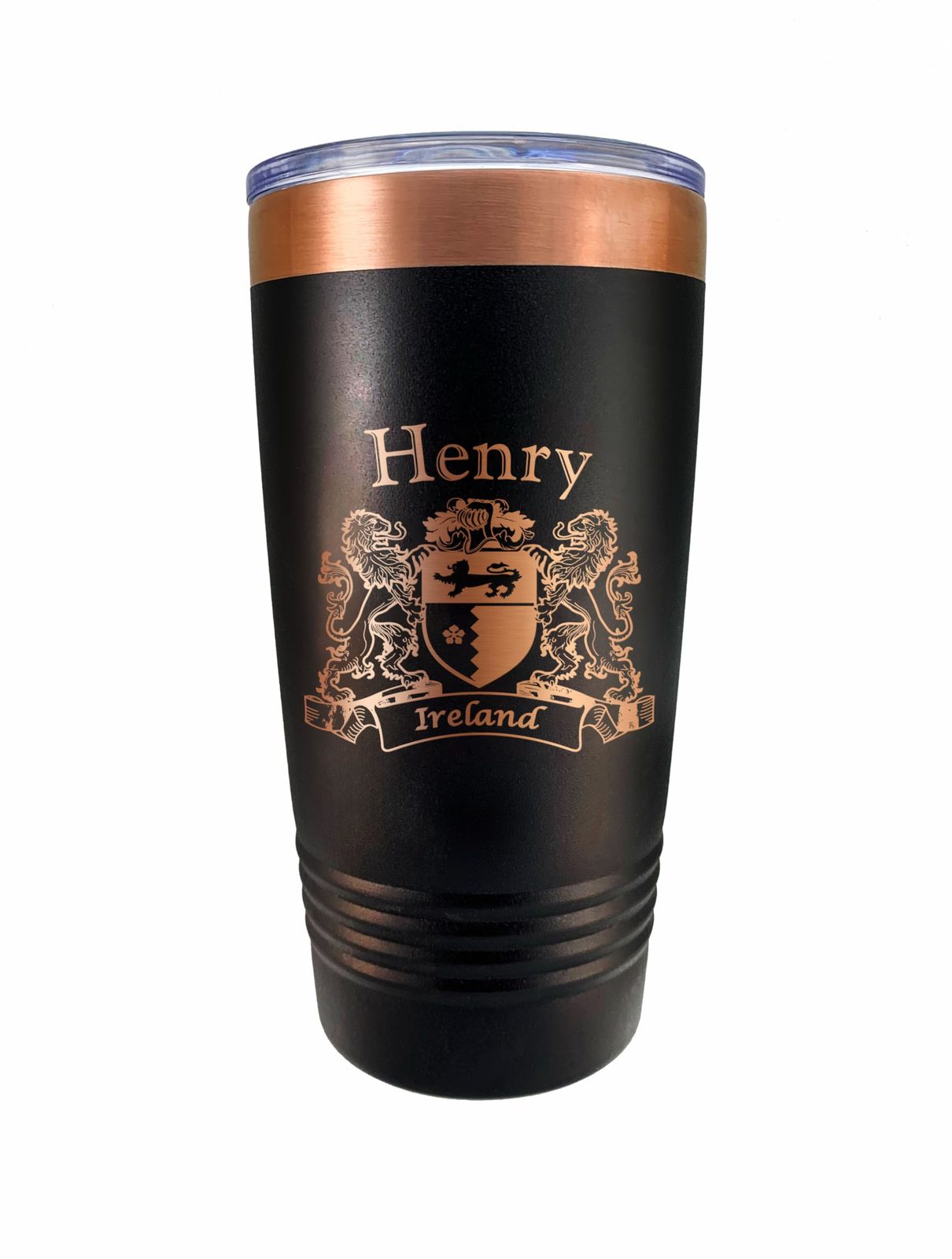 Henry Irish Coat of Arms Black Travel Mug - $27.44