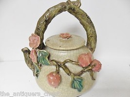 Chinese hand made heavy porcelain teapot vine and roses covered pot - £197.84 GBP