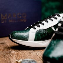 Lyon Genuine Ostrich and Calfskin Fashion Sneaker Green / White image 12