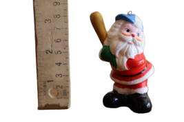 Vintage SILVESTRI Ceramic Santa Ornament Playing Baseball Holding A Bat Taiwan - £7.86 GBP
