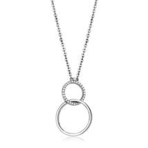 Womens CZ Infinity Double Circle Links Knot Forever Stainless Steel Necklace 18&quot; - £49.60 GBP