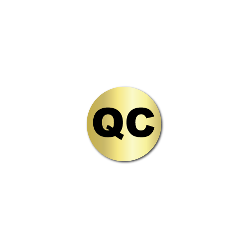 0.25 Inch Circle, Quality Control QC Matte Gold Foil Labels, Roll of 50 - $9.64