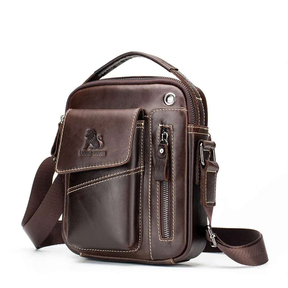 New Brand Genuine Leather Man Messenger Shoulder Bags Small Vintage Cowhide Cros - £36.23 GBP