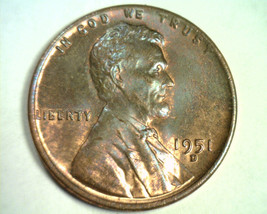 1951-D LINCOLN CENT PENNY GEM UNCIRCULATED BROWN GEM UNC. BR. ORIGINAL 9... - $4.00