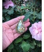 Artisan Handmade Wire Wrapped Rainbow Labradorite Pendant in Brass Boho ... - $128.00