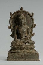 Ancien Indonésien Style Assis Bronze Javanais Enlightenment Bouddha - 25cm/10 &quot; - £886.04 GBP