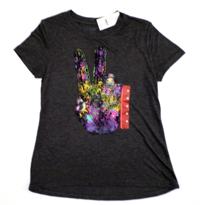 Primary image for NEW Modern Lux Women's T-Shirt Top XS Charcoal Gray Peace NWT