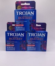 Lot Of 3 Trojan Double Ecstasy Latex Condoms 3ct Wholesale 12/24-2/25 - £11.44 GBP