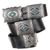 Ernest Roy Begay Navajo Heavy stamped sterling and turquoise concho belt - $1,994.85