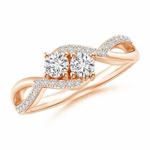 Two Stone Diamond Split Shank Bypass Ring in 14K Rose Gold Size 7 - £876.20 GBP