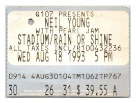 Neil Jeune Perle Jam Soundgarden Ticket Stub August 18 1993 Toronto Canada - £51.89 GBP