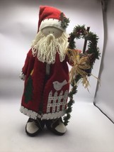 Plush Santa 18&quot; Fleece Coat Plaid Pants Christmas Holiday Xmas Decor  - £19.53 GBP