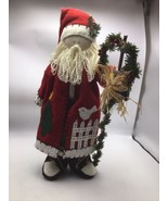 Plush Santa 18&quot; Fleece Coat Plaid Pants Christmas Holiday Xmas Decor - £13.48 GBP