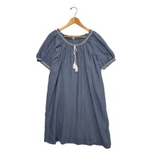 Old Navy Dress Womens Large Blue Peasant Boho Tassel Lined Short Sleeve ... - $19.79