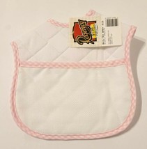 Vintage Regency Cross Stitch Quilted Pocket BIB White &amp; Pink Gingham Check  NWT  - £11.76 GBP