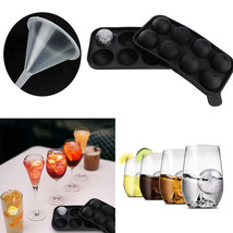 Black Round Silicon Ice Cube Ball Maker Tray 8 Large Sphere Molds Bar W/... - $17.99