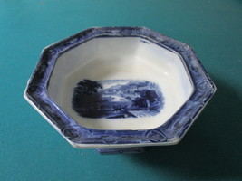 1840s Staffordshire footed bowl, blue and white, diamond mark, 4&quot; x 10&quot;[a*14] - £58.38 GBP