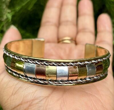 Bracelet manchette 1 pièce pur Ashtadhatu cuivre laiton argent guérison...