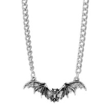 BAT NECKLACE 16&quot; Curb Chain Vampire Halloween Gothic Flying Wings Spread... - €5,98 EUR