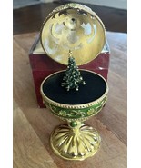 Cloisonne Green/Gold Christmas Hinged Egg Music Box  NEW WITH BOX - €25,60 EUR