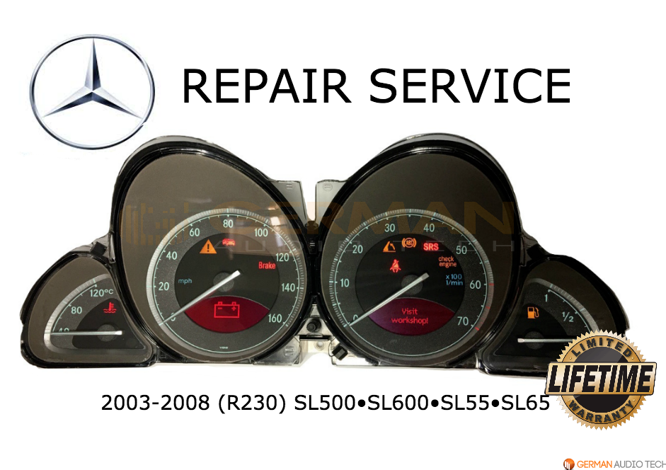 REPAIR SERVICE for MERCEDES BENZ R230 SL500 INSTRUMENT CLUSTER DISPLAY GLASS - £236.63 GBP