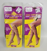 2 Vintage Kmart Knee Hi Reinforced Toe Nylon Stockings Hosiery Suntone 8.5-11 - £6.33 GBP