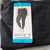 2 Pairs Matty M High Rise Wide Waistband Soft Feel Live-In Leggings Blac... - $28.13