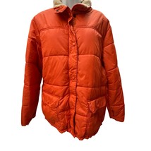 LANDS END Puffer Jacket Kids Sz XL 18-20 Orange Parka Boys Girls Coat wi... - $29.69