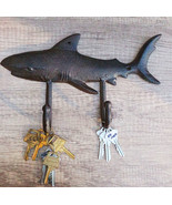 Pack Of 2 Cast Iron Rustic Nautical Marine Great White Shark Double Wall... - £27.48 GBP