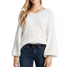 1. State Womens Antique WhiteCream Ribbed Bubble Long Sleeve VNeck Sweat... - $46.74