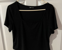 Top Stein Black Square Neck Ribbed Style Size XL 16.5&quot; Seam/Seam 17.5&quot; Long - £4.30 GBP
