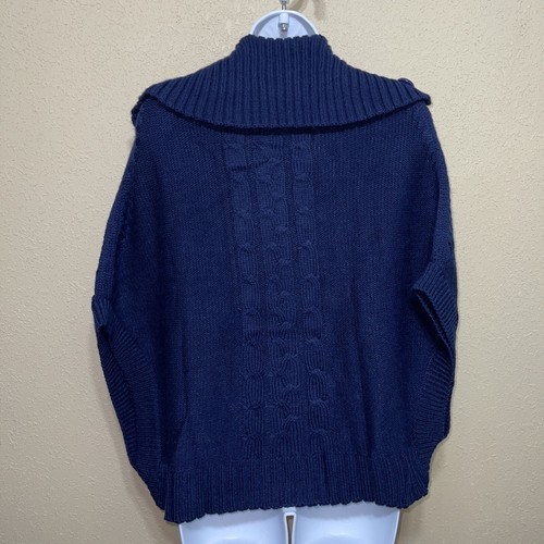 Vertigo Paris NAVY Double Breasted Knit Cape Cardigan SZ L $160 Item image 7