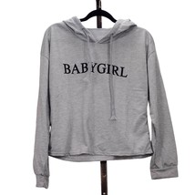 Babygirl Slogan Spell Out Print Loose Fashion Gray Hoodie Size L - $15.83