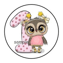 30 Cute First 1ST Birthday Owl Envelope Seals Labels Stickers 1.5&quot; Round Favors - £5.98 GBP