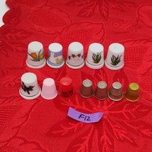 Thimbles Lot 12 Ceramic Porcelain Metal Plastic Ducks Flowers Bird Vintage - $12.98
