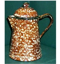 Stangl Pottery Vintage Brown Town and Country Spongeware Lidded Coffee Pot RARE - £39.60 GBP