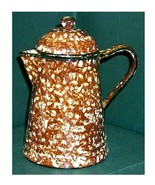 Stangl Pottery Vintage Brown Town and Country Spongeware Lidded Coffee P... - £39.59 GBP