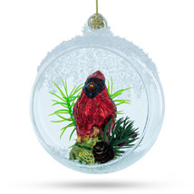 Red Cardinal Bird Inside Glass Ball Christmas Ornament 4.4 Inches - £44.33 GBP