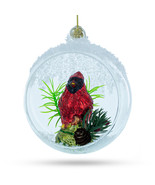 Red Cardinal Bird Inside Glass Ball Christmas Ornament 4.4 Inches - £43.25 GBP