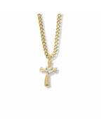 TWO TONE 14K GOLD OVER STERLING SILVER DOVE ON RIBBON CROSS NECKLACE &amp; C... - £55.78 GBP