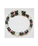 Colorful Handmade Memory Wire Wrap Beaded Bracelet Pink Black Clear - $25.97 CAD
