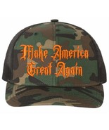 Trump 2024 Hat Gothic Dark MAGA Richardson 112P Green Camo ORANGE Adjust... - $26.72