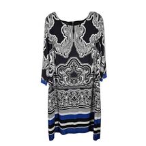 INC International Concepts Women&#39;s Black/White/Blue Shift Lined Dress Pl... - $18.21
