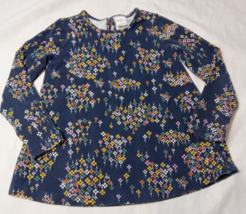 Hanna Andersson Size 6-7  or 120 Swing Top Navy Blue Floral Girls Knit Shirt - £8.75 GBP