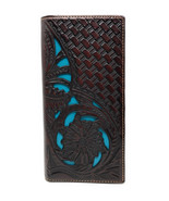 Western Genuine Leather Tooled Laser Cut Men&#39;s Long Bifold Wallet in 3 c... - £26.37 GBP